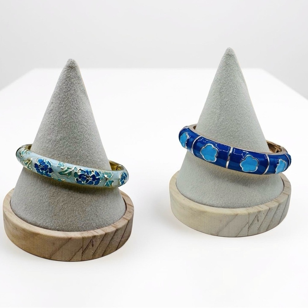 Set of Two Floral Enamel Bangles The Blue theme